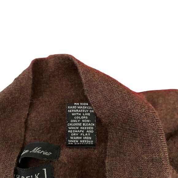 W.H. Belk Men's Large Brown Merino Wool Polo Sweater Long Sleeve Pullover - Picture 3 of 5